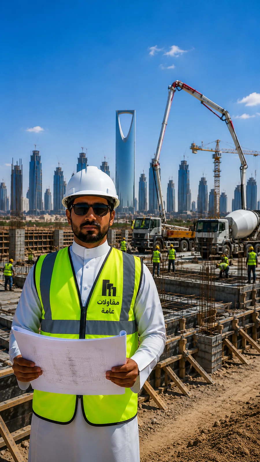 إشراف هندسي داخل موقع بناء